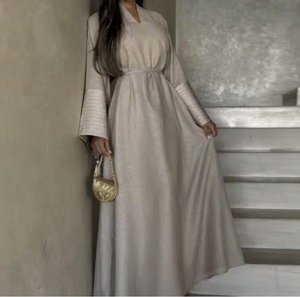 Taupe Abaya Dress - Image 4